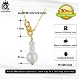 925 Silver Pearl Necklace with Baroque Pearl for Women GPN32