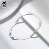 925 Silver Herringbone Chain Bracelet Italian Jewelry