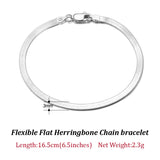 925 Silver Herringbone Chain Bracelet Italian Jewelry