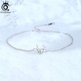 Christmas Reindeer Bracelet 925 Sterling Silver CZ Chain for Women