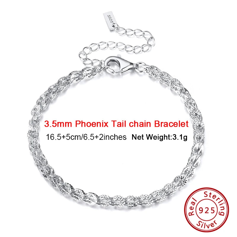 Sterling Silver Phoenix Tail Chain Bracelet for Women