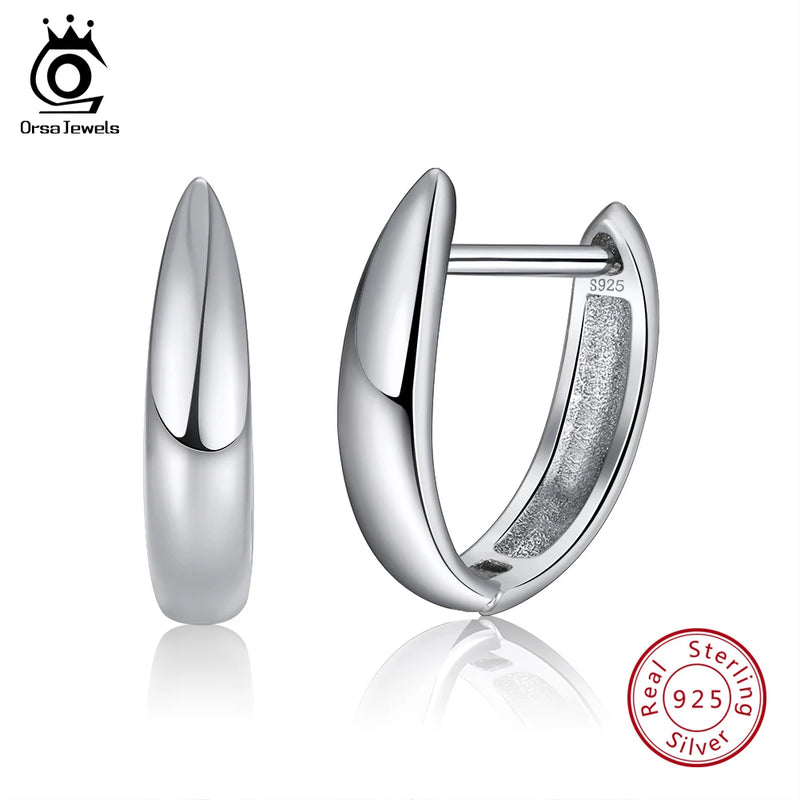 925 Silver Hoop Earrings Small Polished Earring Jewelry Gift SE76