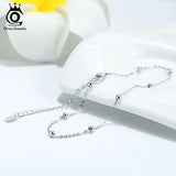 Silver Anklet 92.5% Ball Beads Ankle Chain S925 SA05