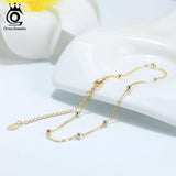 Silver Anklet 92.5% Ball Beads Ankle Chain S925 SA05