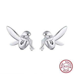 925 Sterling Silver Cat Shape Stud Earrings 11MM Female Party Jewelry SE107