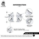 925 Sterling Silver Cat Shape Stud Earrings 11MM Female Party Jewelry SE107
