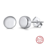 925 Silver Round Stud Earrings 6MM Romantic Party Jewelry APE41