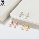 Women Stud Earrings Star Shape 925 Sterling Silver Romantic 6 MM Stars Earring
