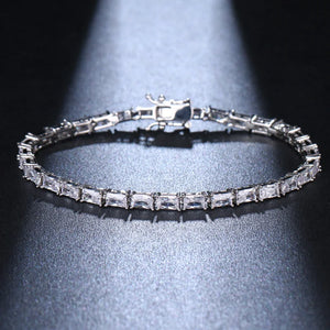 Rectangular Zircon Bracelet Women's Retro Silver Jewelry