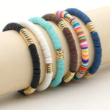 Bohemian African Vinyl Beads Bracelet Couple Paired Heart Stretch Bracelet