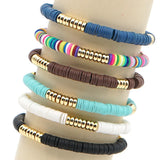 Bohemian African Vinyl Beads Bracelet Couple Paired Heart Stretch Bracelet
