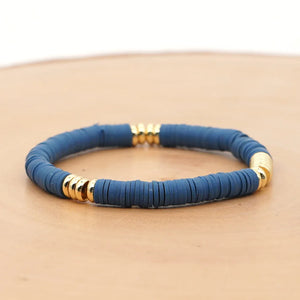 Bohemian African Vinyl Beads Bracelet Couple Paired Heart Stretch Bracelet