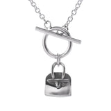 S925 Sterling Silver Buckle Bag Necklace Bright Light Collarbone Chain