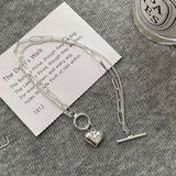925 Sterling Silver Double Chain Heart Bracelet