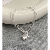 925 Sterling Silver Double Chain Heart Bracelet
