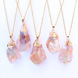 Rainbow Healing Crystal Stone Pendant Necklace Natural Stone Reiki Jewelry
