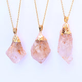 Rainbow Healing Crystal Stone Pendant Necklace Natural Stone Reiki Jewelry