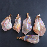 Rainbow Healing Crystal Stone Pendant Necklace Natural Stone Reiki Jewelry