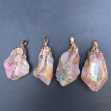 Rainbow Healing Crystal Stone Pendant Necklace Natural Stone Reiki Jewelry