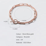 925 Silver Double-Layer Rose Bracelet Fine Jewelry