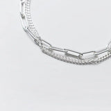 925 Silver Double-Layer Rose Bracelet Fine Jewelry