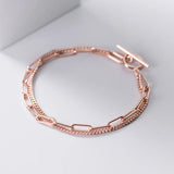 925 Silver Double-Layer Rose Bracelet Fine Jewelry