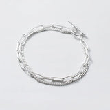 925 Silver Double-Layer Rose Bracelet Fine Jewelry