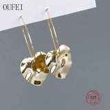 925 Silver Irregular Heart Earrings Minimalist Charm EH1001