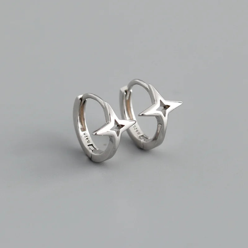 925 Sterling Silver Small Round Cross Hoop Earrings