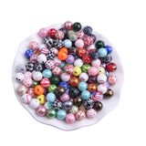 12mm 100pcs Mix Colorful Style Acrylic Print Beads for Kids Chunky Necklace