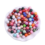 12mm 100pcs Mix Colorful Style Acrylic Print Beads for Kids Chunky Necklace