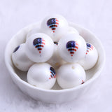 20mm Acrylic Flag Fire Balloon Print Matte Pearl Beads for Jewelry Making