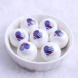 20mm Acrylic Flag Heart Beads for Jewelry Macking July 4th Necklace