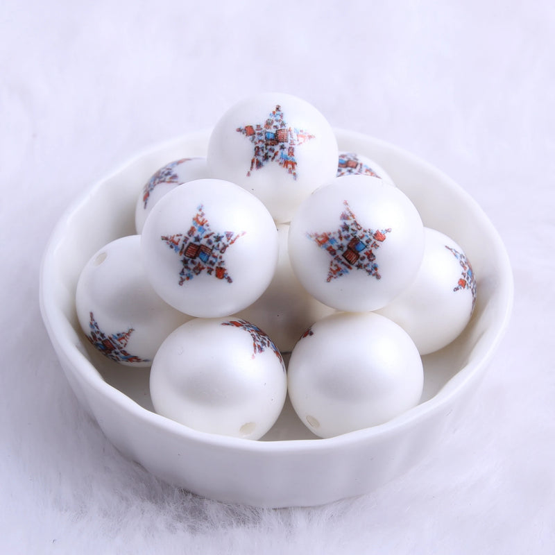 20mm Acrylic Flag Star Matte Pearl Beads Jewelry Making Chunky Necklace