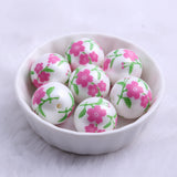 20mm 100pcs Acrylic Flower Printed Matte Pearl Beads for Jewelry Making