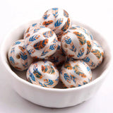 20mm 100pcs Acrylic Matte Pearl Print Feather Beads for Girls Necklace Jewelry