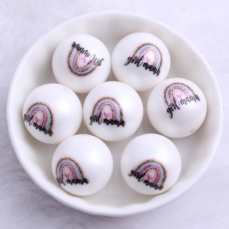 20mm 100pcs Acrylic Matte Pearl Printed Beads for Jewelry Making