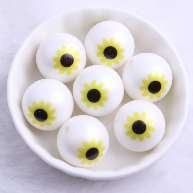 20mm Acrylic Matte Pearl Sunflower Beads for Jewelry Making Chunky Necklace