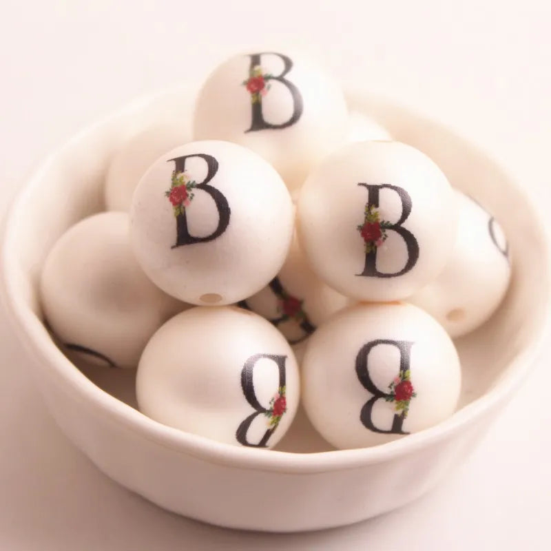 20mm Acrylic Pearl Alphabet Letters Beads for Girls Necklace Jewelry