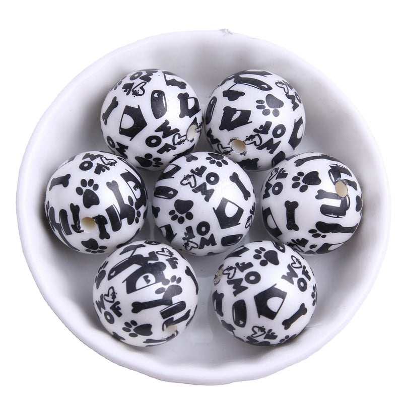 20mm 100pcs Pearl Print Beads for Jewelry Making Chunky Halloween Necklace