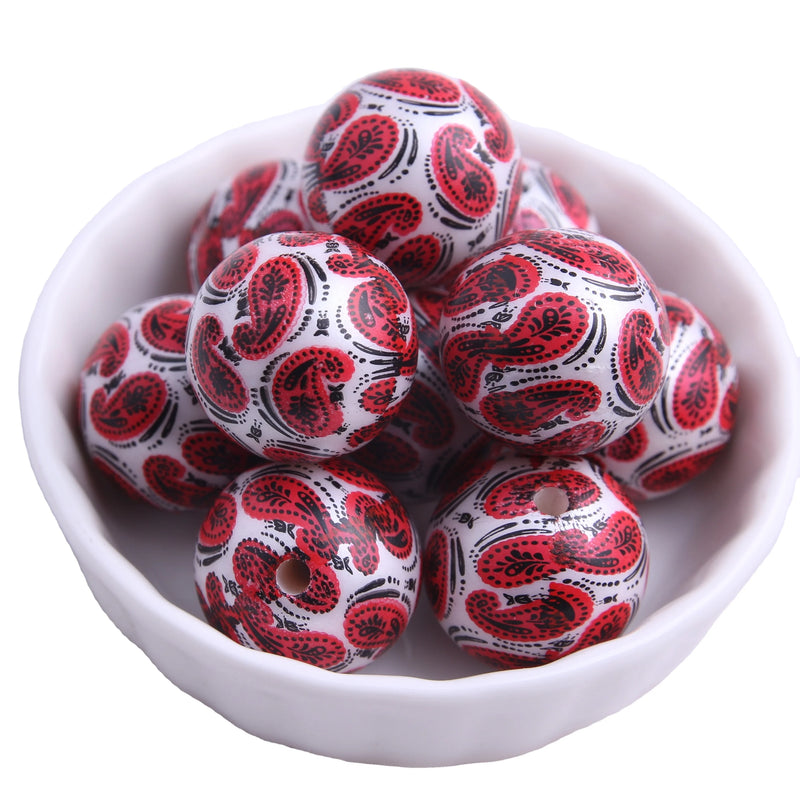 20mm Acrylic Pearl Print Beads - 100pcs Chunky Halloween Necklace