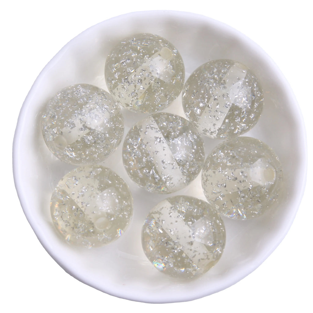 20mm 100pcs Colorful Mix Resin Acrylic Glitter Beads For Jewelry Making