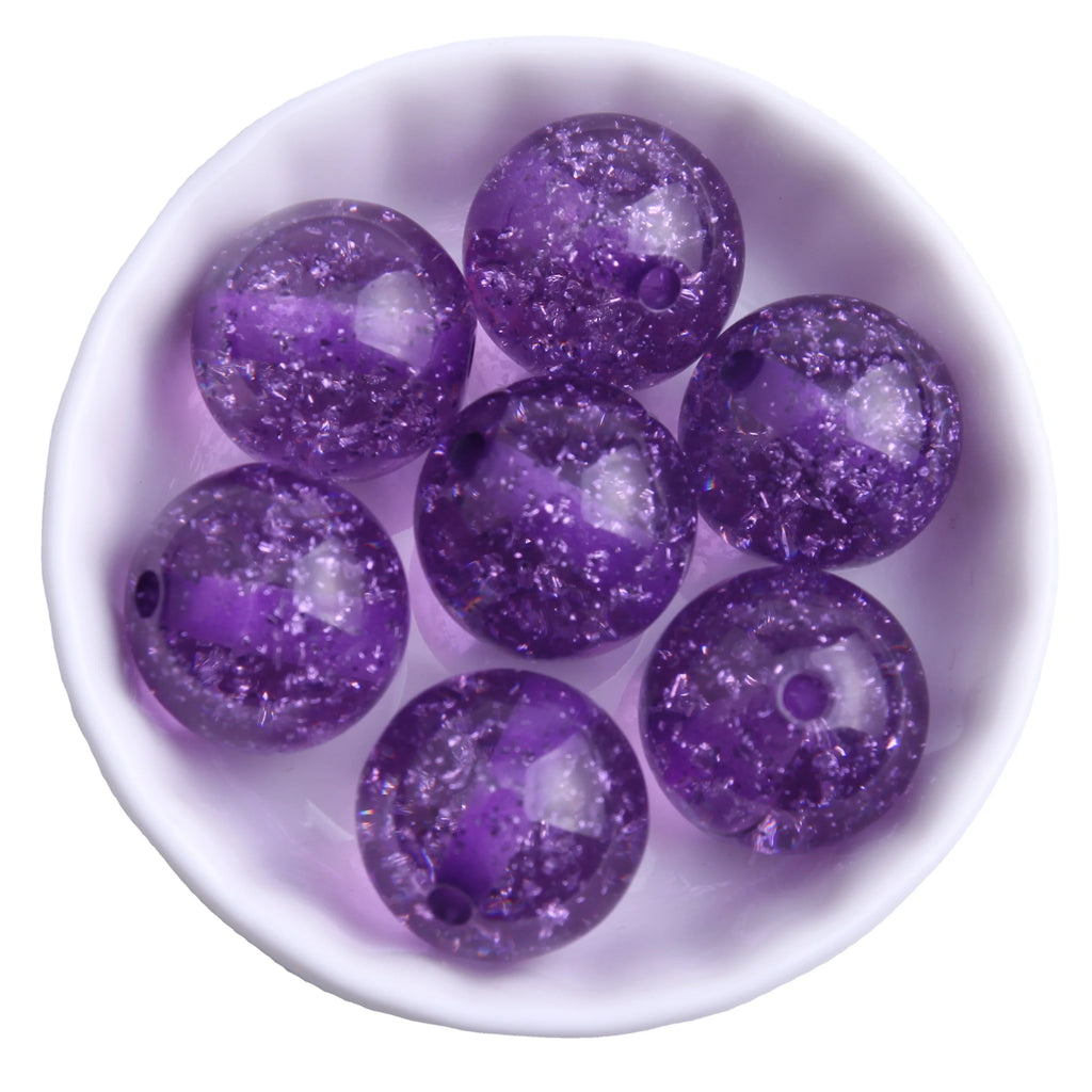 20mm 100pcs Colorful Mix Resin Acrylic Glitter Beads For Jewelry Making
