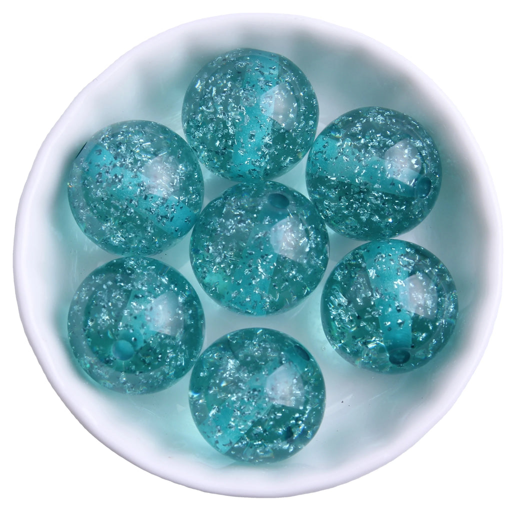 20mm 100pcs Colorful Mix Resin Acrylic Glitter Beads For Jewelry Making