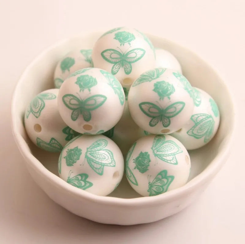 20mm Acrylic Matte Pearl Butterfly Beads Chunky Girls Necklace Jewelry