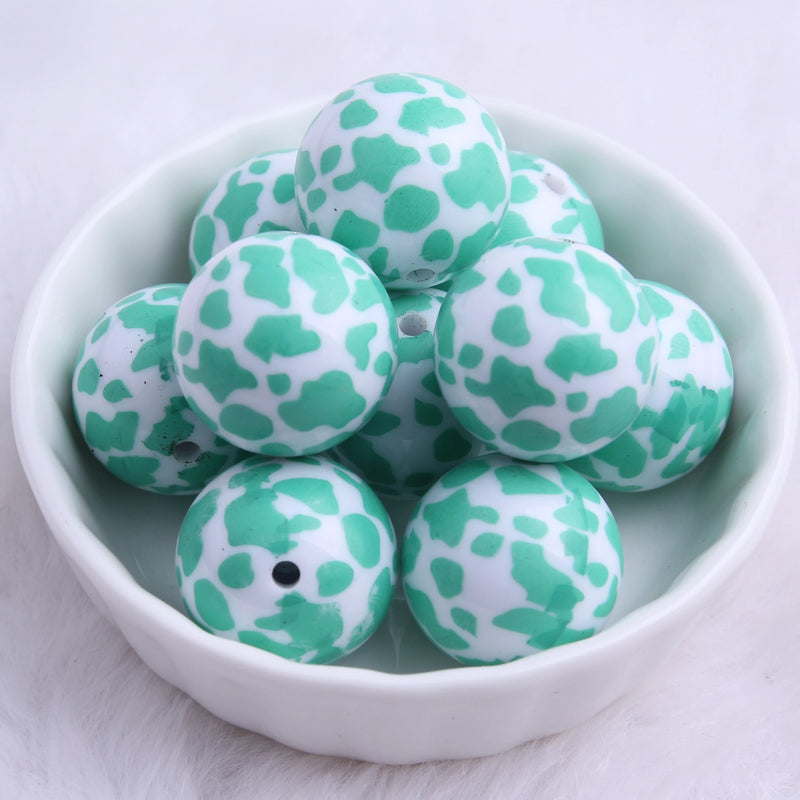 20mm Mint Green Acrylic Cow Beads for Jewelry Making