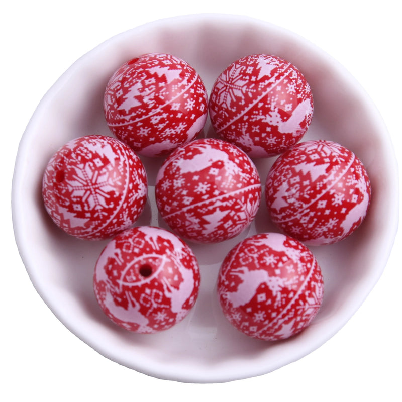 20mm 100pcs Red Christmas Acrylic Beads for Jewelry Making Chunky Necklace