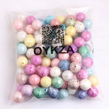 20mm Chunky Acrylic Pearl Print Lace Beads for Girls Necklace 100pcs