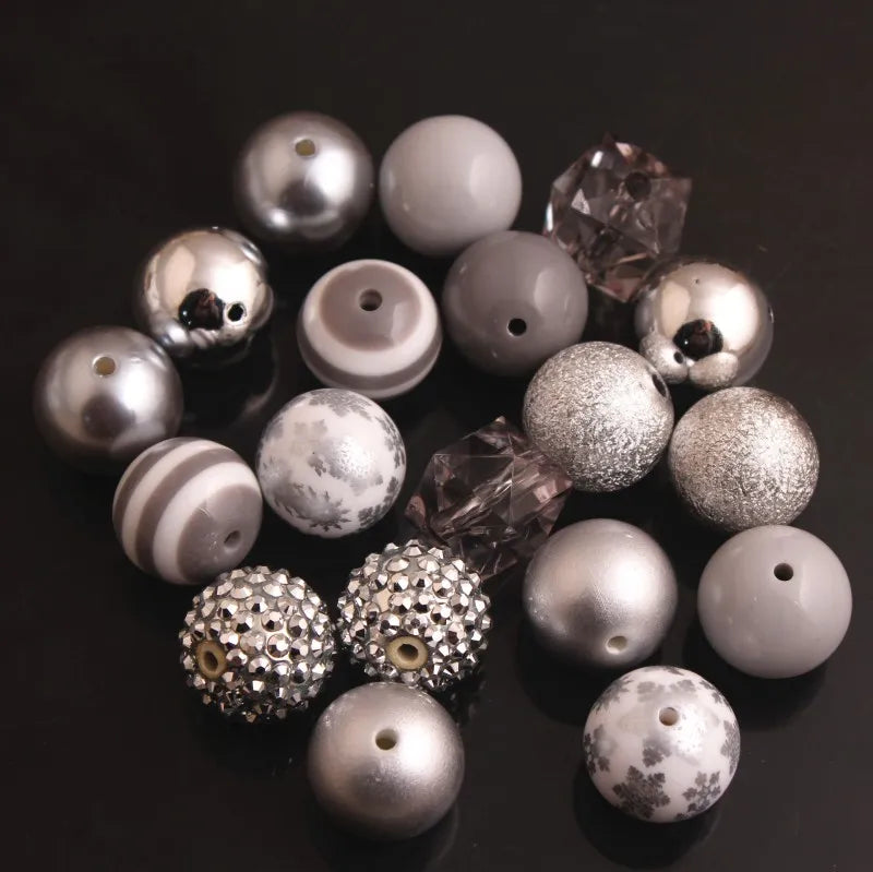 20mm Mixed Style Acrylic Chunky Beads 50pcs Lot Bubblegum Necklace Jewelry