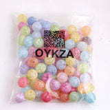 100pcs Colorful Acrylic Disco Round Lace Print Beads for Girls Necklace